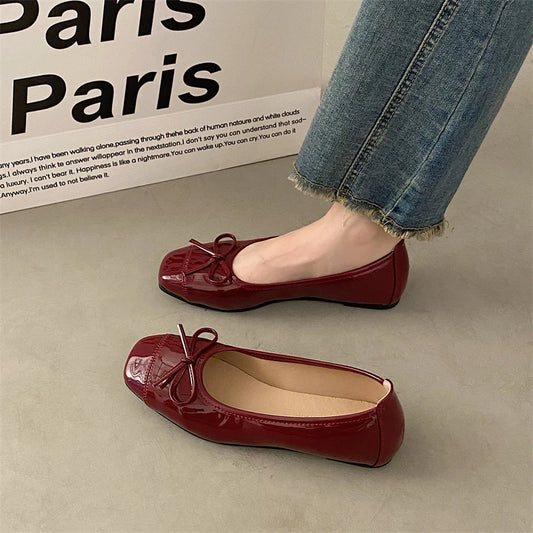 Advbridge - New Black Ballet Flats Women's Spring Quilted PU Leather Slip-on Ballerina Luxury Fashion Round Toe Ladies Dress Shoes