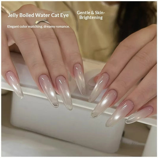 Trendy Ice Jelly White Glass Bead Cat Eye Gel