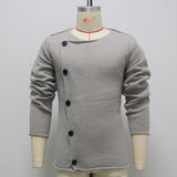 Advbridge Fashion Men Coarse Needle Knitted Sweater Retro Diagonal Placket Cardigan Autumn Winter Grey Casual Knitwear Coat Streetwear