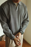 Advbridge Fashion Solid Color Men Polo Kint Shirt Autumn Long Sleeve Turn-down V-neck Sweater Casual Jumper Tops Men's Knitwear Clothe
