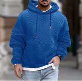 Advbridge Autumn Solid Jacquard Print Hoodie For Men Long sleeved Lace Up Hooded Pullover Casual Loose Oversize Tops Men's Clothing