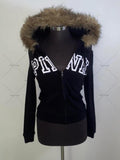 Advbridge Harajuku Y2K Streetwear Jacket High Street Retro Fur Collar Zipper Hoodie Women Gothic Punk Letter Print Oversized Sweatshirt
