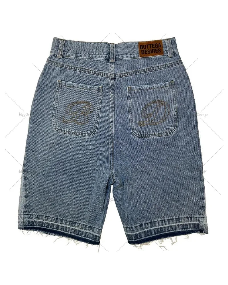 Advbridge 90s Streetwear American New Letter Embroidery Wash Jeans Shorts Y2K Street Fashion Harajuku Vintage Oversized Jeans Male Gothic Punk Shorts