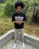 Advbridge European and American Trendy Brand Streetwear Retro Harajuku Oversized T-shirt Men Gothic Punk Letter Print Loose Short Sleeves