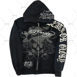 Advbridge Y2K Hoodies Joker Casual Versatile Harajuku Style Zipper Sweatshirt Men Gothic Rock Skull Bones Oversized Hoodie Men Streetwear