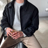 Advbridge Men's elegant solid dark Brown coat, spring high end, American vintage Cargo jacket, suede