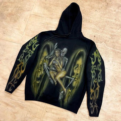 Advbridge Y2K Women's Clothing Hoodies Sweatshirt Long Sleeve Pullover High Street Dark Vintage Terrifying Skull Tops Oversize Streetwear