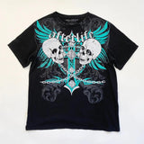 Advbridge 2000s Aesthetic Mall Goth E-girl Gothic T-shirt Retro Y2K Grunge Skull Wing Crop Tops Indie Graphic Print Short Sleeve Tee Women