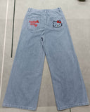 Advbridge American Style Baggy Oversized Jeans Y2K Harajuku Retro Hip-hop Streetwear Gothic Bat Pattern Casual Straight Wide-leg Pants Men