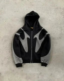 Advbridge 90s Streetwear Y2K Women Clothes Magenta Cartoon Graphic Embroidered Hoodies Oversized Loose Zipper Hoodie Sweatshirt Harajuku Streetwear