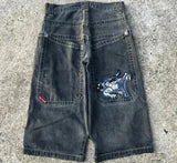 Advbridge Streetwear Shorts Y2K Pants Hip Hop Retro Embroidery Black Denim Gym Baggy Jeans Shorts New Mens Basketball Shorts