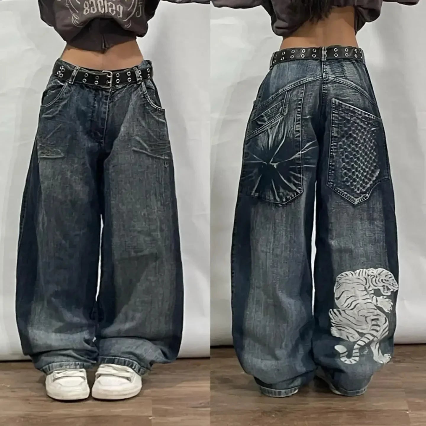 Advbridge 90s Streetwear 2024 Korean Version New Washed Letter Embroidered Baggy Jeans Male Y2K High Street Vintage Harajuku Casual High-waisted Jeans