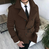 Advbridge Chic Men Woven Lapel Double Row Button Trench Long Sleeve Blazer Jackets Spring Autumn New Slim Business High Quality Suit Coats