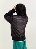 Advbridge Hollow Out Knitted Hoodie Mens Jacket Loose Hooded Cardigan Spring Autumn Fashion Casual Knit Zip-Up Sweater Tops Streetwear