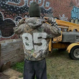 Advbridge American style trendy letter embroidery camouflage pattern oversized hoodie men's Y2K street Harajuku loose zipper sweatshirt