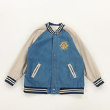 Advbridge 90s fashion men Japanese Style Vintage Heavy Industry Bear Embroidery Color Matching Denim Loose Jacket Coat Student Female