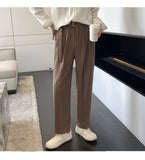 Advbridge Men's straight casual dress pants, Korean style, loose, Brown black dress pants