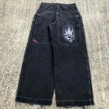 Advbridge 90s Streetwear Jeans Streetwear Y2K Mens Hip Hop Graphic Print Retro Blue Baggy Jeans Denim Pants New Gothic High Waisted Wide Trousers 1017