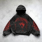 Advbridge Gothic Punk Style Y2K Harajuku Retro Hoodie Cross Hip-hop Casual Loose Oversized Sweatshirt Men American Trend Brand Streetwear