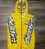 Advbridge Y2K Harajuku Retro Gothic Skull Print Zipper Hoodie Rock Punk Style Oversized Sweatshirt Men Loose Hip-hop American Streetwear