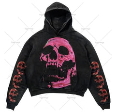 Advbridge European and American High Street Trendy Brand Clothing Gothic Punk Style Graphic Sweatshirt Y2K Harajuku Retro Zipper Hoodie