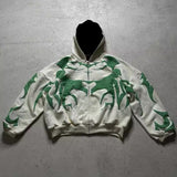 Advbridge Y2K Dark Men's and Women's Gothic Printed Zipper Hoodie New Autumn and Winter Warm 1017