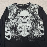 Advbridge y2k 90s retro LONG sleeve t shirt dark high street hip hop punk round neck top classic pattern casual loose Kpop 2024 clothes