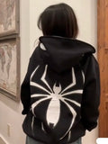 Advbridge y2k Woman clothing Spider Print Hoodie Pullover Sweatshirt High Street Anime Oversize Hip Hop Winter Clothes Long Sleeve Tops