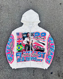 Advbridge New Y2K Harajuku Retro Street Racing Print Zipper Hoodie Hip-hop Punk Casual Oversized Sweatshirt Men Punk Trend Brand Jacket