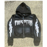 Advbridge Y2k Long Sleeved Pullover Hoodie Vintage Zipper Embroidered 3d Pattern Sweatshirt Streetwear Tops Winter Boots School Outfit New