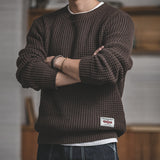 mens outfits Workwear Retro round Neck Thickened Thick Wool Autumn and Winter Sweater Ameikaji Loose Sweater Men's Clothing