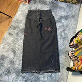 Advbridge 90s Streetwear Jeans Streetwear Y2K Mens Hip Hop Graphic Print Retro Blue Baggy Jeans Denim Pants New Gothic High Waisted Wide Trousers 1017