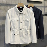 Advbridge Autumn Winter Vintage Workwear Jackets For Men Multi Pocket Slim Fit Coat British Style Fashion Tops Windbreaker Streetwear