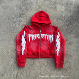 Advbridge Y2k Long Sleeved Pullover Hoodie Vintage Zipper Embroidered 3d Pattern Sweatshirt Streetwear Tops Winter Boots School Outfit New