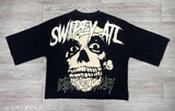Advbridge New High Street Retro Rock Skull Print Oversized T-shirt Harajuku Gothic Punk Style Graphic Top Men Y2K Trendy Brand Streetwear