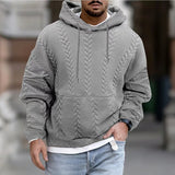 Advbridge Autumn Solid Jacquard Print Hoodie For Men Long sleeved Lace Up Hooded Pullover Casual Loose Oversize Tops Men's Clothing