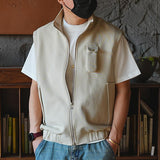 Advbridge Oversized Men's Vest Double zipper Stand Collar Sleeveless Tank Tops Coat American INS Trendy High Street Loose Casual Waistcoat