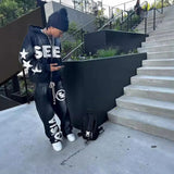 Advbridge y2k long sleeved pullover hoodie pant set sweatshirt jacket personalized printed pattern streetwear school outfit hip-hop punk