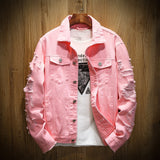 Advbridge Autumn Winter New Men Denim Jacket Holes Cowboy Outwear High Street Fashion Trend Slim Fit Casual Jean Coat Top Streetwear Male