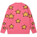 Advbridge winter commuter y2k retro oversize pink star long sleeve jumper hip hop punk back school outfit sweatshirt long sleeve pullover
