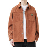 Advbridge Spring Autumn Men's corduroy shirt Safari Style Long Sleeve Lapel jacket top Casual Loose High Quality Shirts Mens Clothing