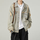 Advbridge American Style Vintage Men Denim Jacket  Spring Autumn Loose Wash Jean Coat Retro Nostalgia Trend Holes Cowboy Outwear Top Male