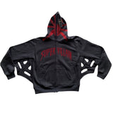 Advbridge black men streetwear Autumn and Winter New Dark Rhinestone Letter Y2K Full Zipper Wings Clothes Retro Loose Hoodie Sweater
