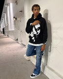 Advbridge European and American High Street Trend Streetwear Gothic Punk Pattern Printed Hoodie Cool Men Retro Casual Oversized Sweatshirt