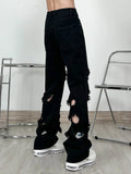 Advbridge Men's American Vintage Distressed Jeans High Street Straight Tube Loose Fitting Pants Ripped Denim Trendy Y2k 1017