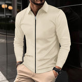 Advbridge Waffle Jacket For Men Solid Zipper Long Sleeve Lapel Cardigan Coat Spring Autumn Casual Polo Collar Jackets Outwear Clothing