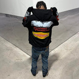 Advbridge European and American High Street Retro Zipper Hoodie Harajuku Punk Flame Print Oversized Sweatshirt Street Casual Jacket Men