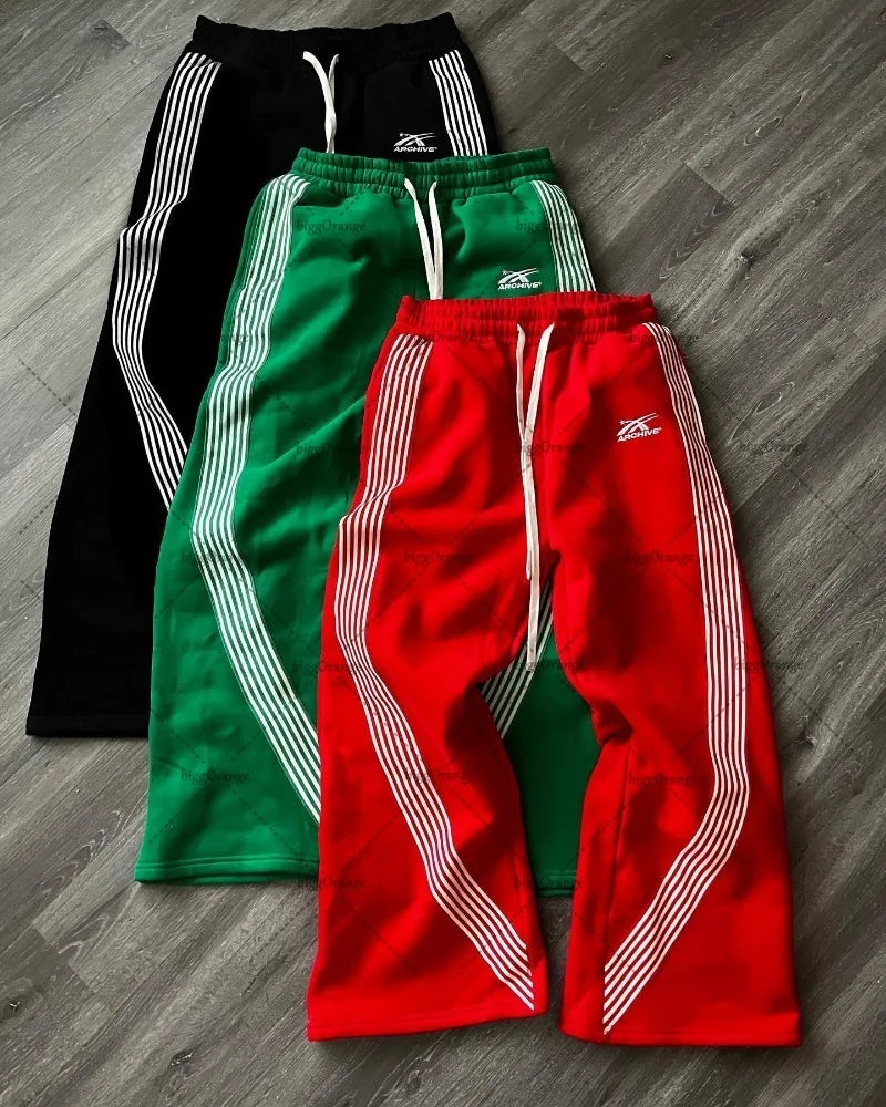 Advbridge American Retro Classic Striped Sweatpants Hip-hop High Street Oversized Wide-leg Pants Men Fashion Trend Versatile Streetwear