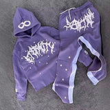 Advbridge 2024 Y2k Long Sleeved Foam Printed Pullover Hoodie, Sweatshirt And Pants Two Piece Streetwear Trendy Wear Dark Vintage Casual