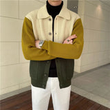 Advbridge Patchwork Knitted Cardigan Sweater Autumn Winter Men's Matching Color Casual Loose Knitwear Fashion Sweaters Warm Coat Versatile
